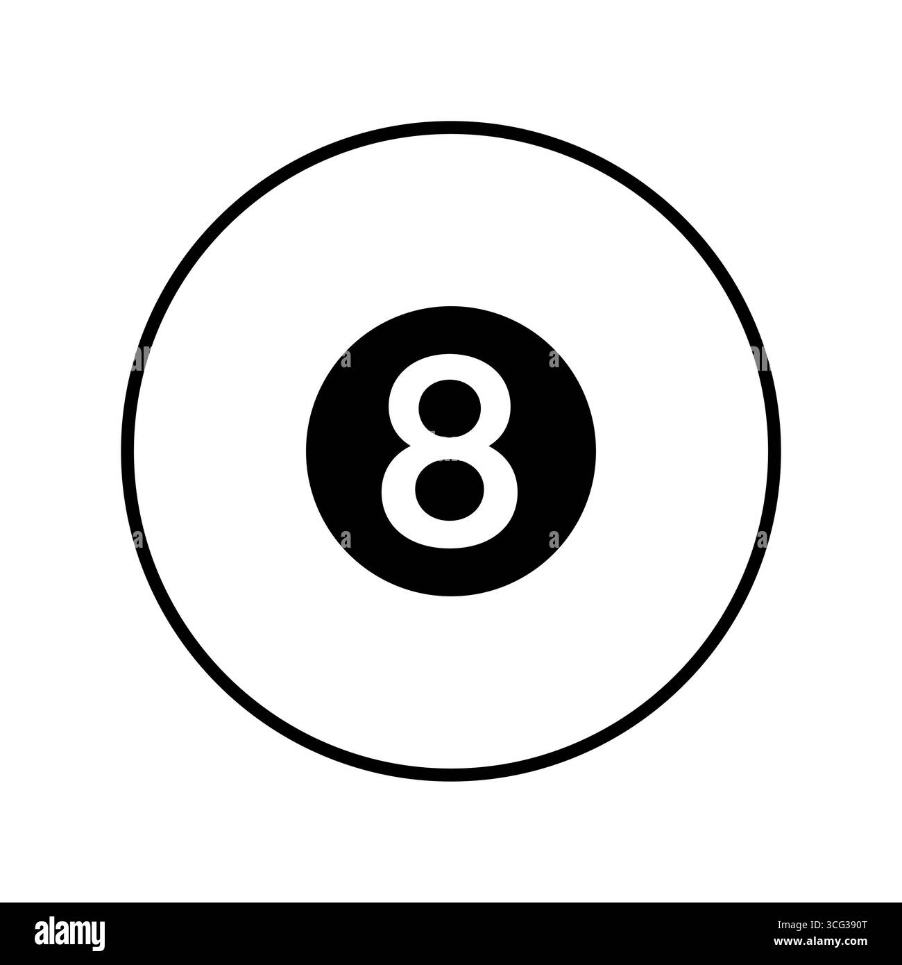 cercle ligne icône huit boules billard propre et minimaliste, adapté à une grande variété d'utilisations liées aux jeux, à la chance ou au sport. Illustration de Vecteur