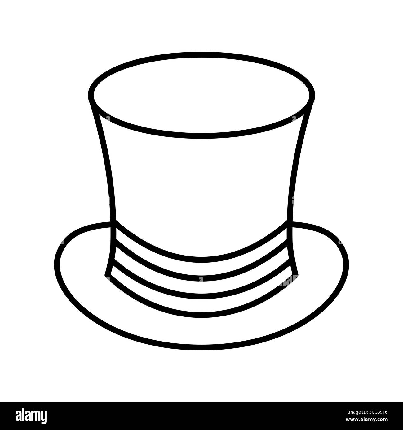 haut-de-forme classique avec bord bandé. le design simple représente la magie, la formalité, l'élégance et les événements spéciaux Illustration de Vecteur