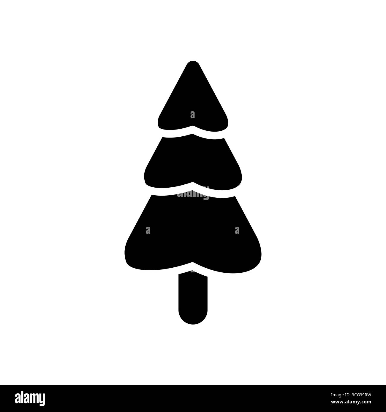 icône de vecteur d'arbre de noël solide représentée comme une silhouette noire solide. le design minimaliste représente la nature, la forêt, l'hiver et noël Illustration de Vecteur