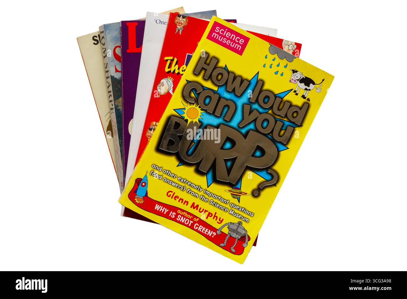 Sélection de livres avec How Loud Can You Burp ? Livre par Glenn Murphy sur le dessus isolé sur fond blanc - How Loud Can You Burp Banque D'Images