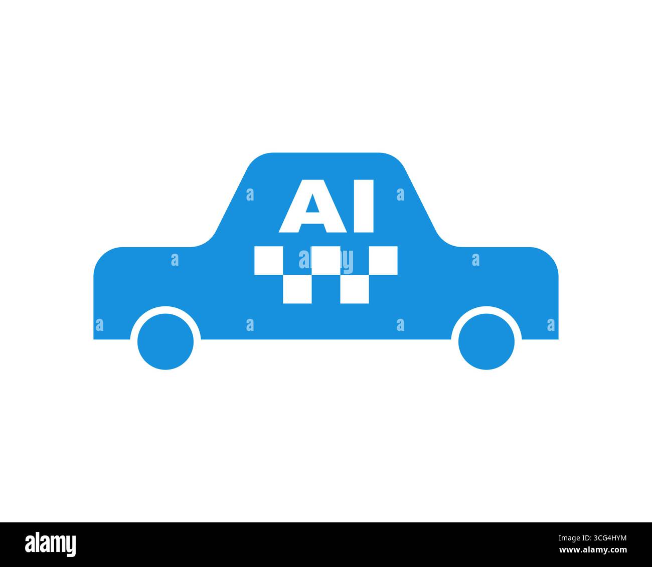 Icône de voiture de taxi IA, représentant les véhicules autonomes, le transport par intelligence artificielle et la mobilité moderne de la ville intelligente. Parfait pour les applications, transpor Illustration de Vecteur