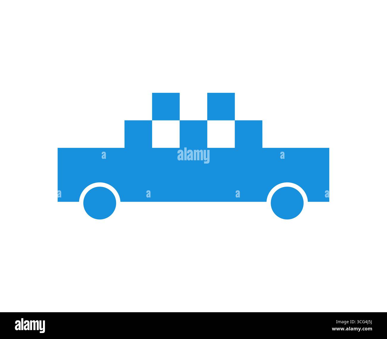 Icône de taxi minimaliste en bleu, représentant le transport, la mobilité, le ride-hailing et la signalisation numérique simple pour les concepts de ville intelligente et de navigation. Illustration de Vecteur