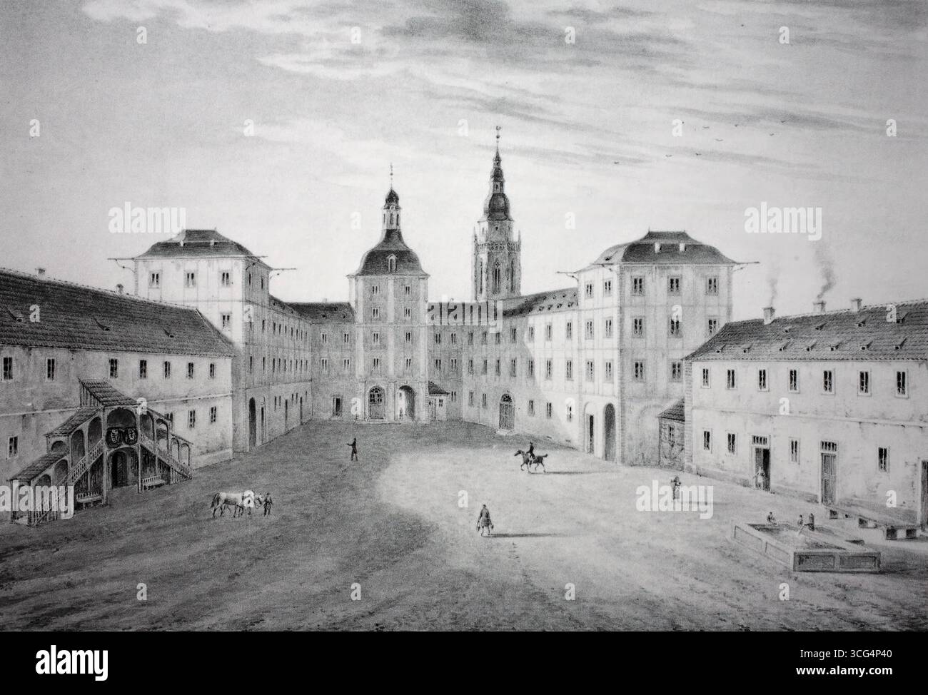 Château d'Ehrenburg en 1810, Cobourg, haute-Franconie, Bavière, Allemagne, reproduction historique, restaurée numériquement à partir d'un original du XIXe siècle, date d'enregistrement non indiquée Banque D'Images