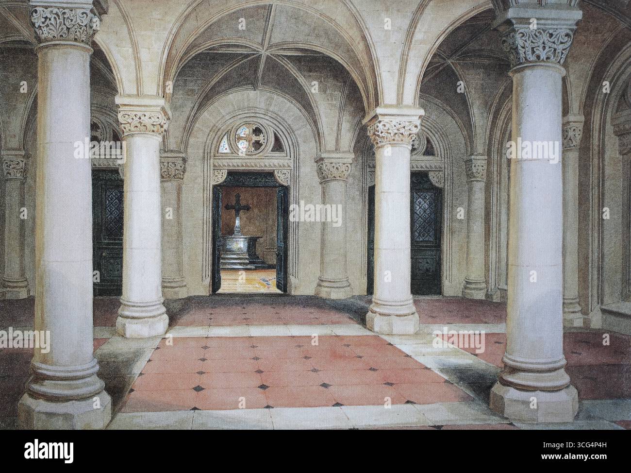 Intérieur du mausolée ducal, 1860, Cobourg, haute-Franconie, Bavière, Allemagne, historique, reproduction restaurée numériquement à partir d'un original du XIXe siècle, date d'enregistrement non indiquée Banque D'Images