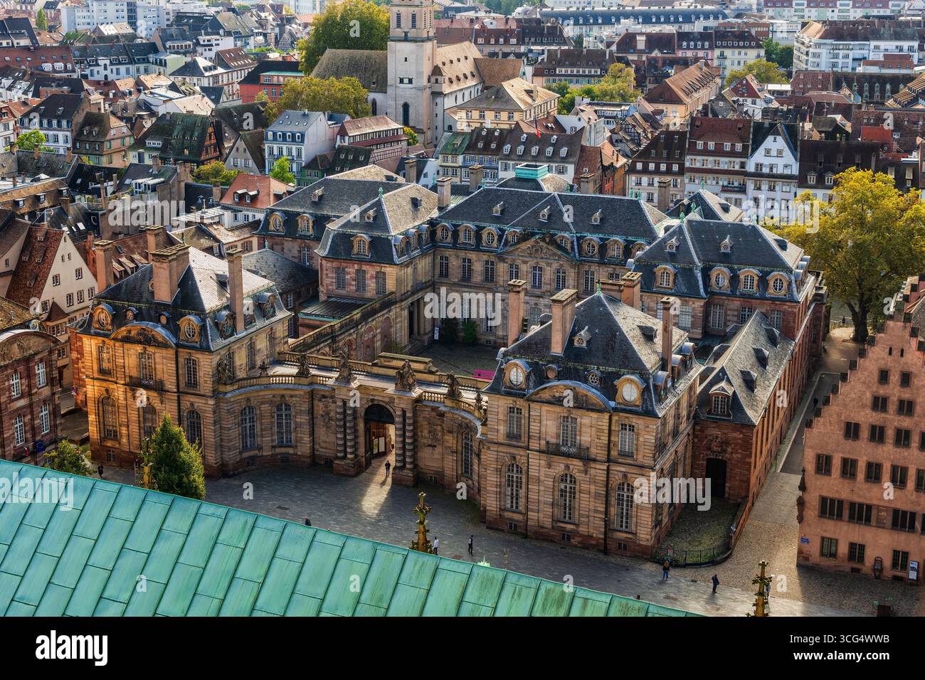 Palais Rohan dans la ville de Strasbourg, France. Logement Musée archéologique, Musée des Arts décoratifs et Musée des Beaux-Arts dans la vieille ville. Banque D'Images