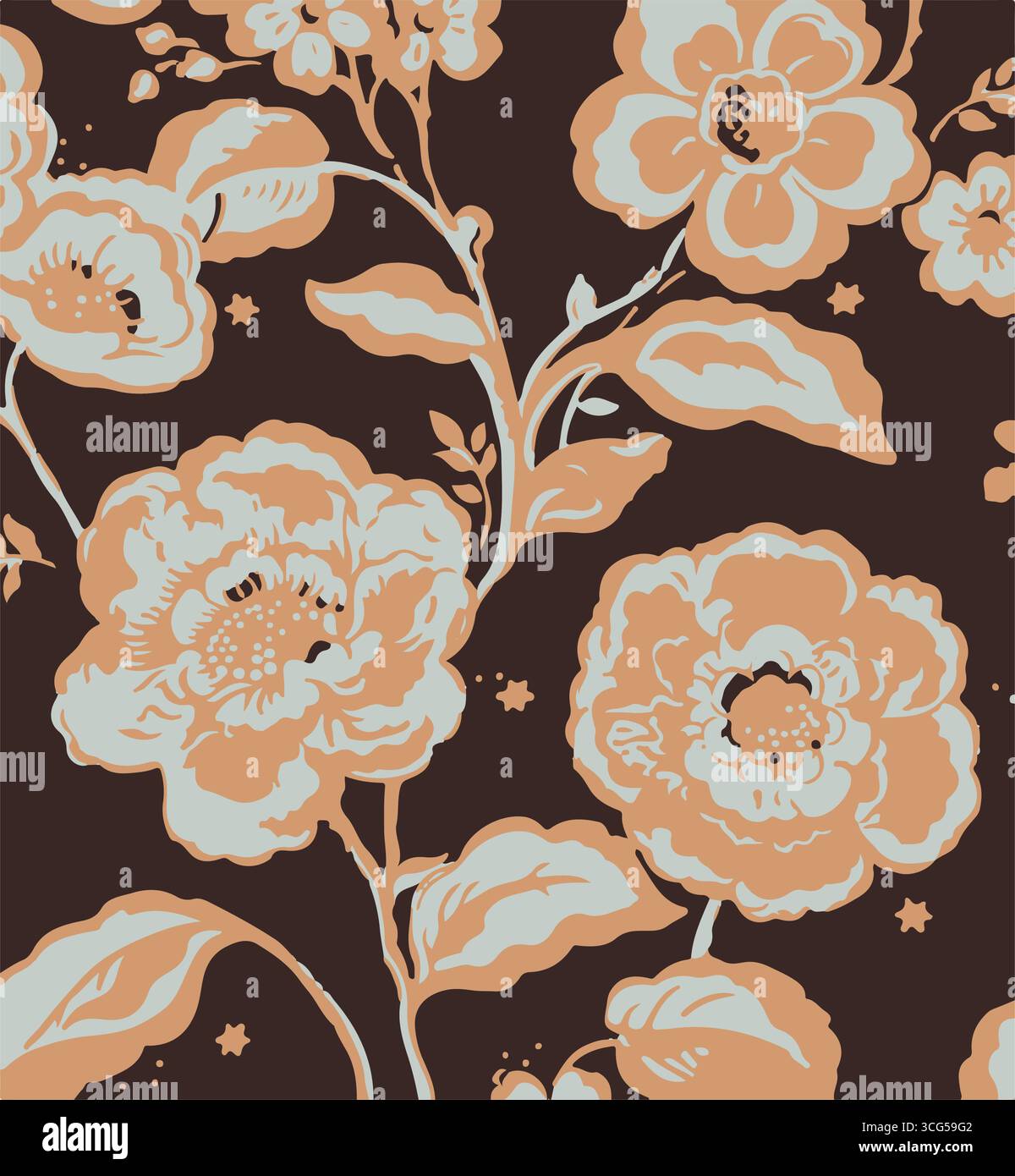 Motif sans couture de fleur avec des branches florales abstraites avec des feuilles, des fleurs de fleur et des baies. Illustration vectorielle de la nature dans le style aquarelle vintage Illustration de Vecteur