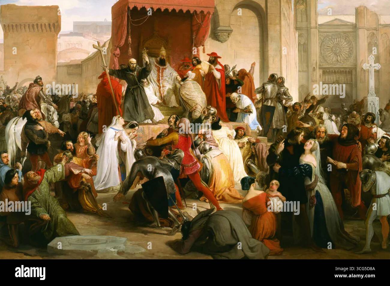 PAPE URBAIN II c 1035-1099) prêchant la première Croisade après le concile de Clermont en 1095 Banque D'Images