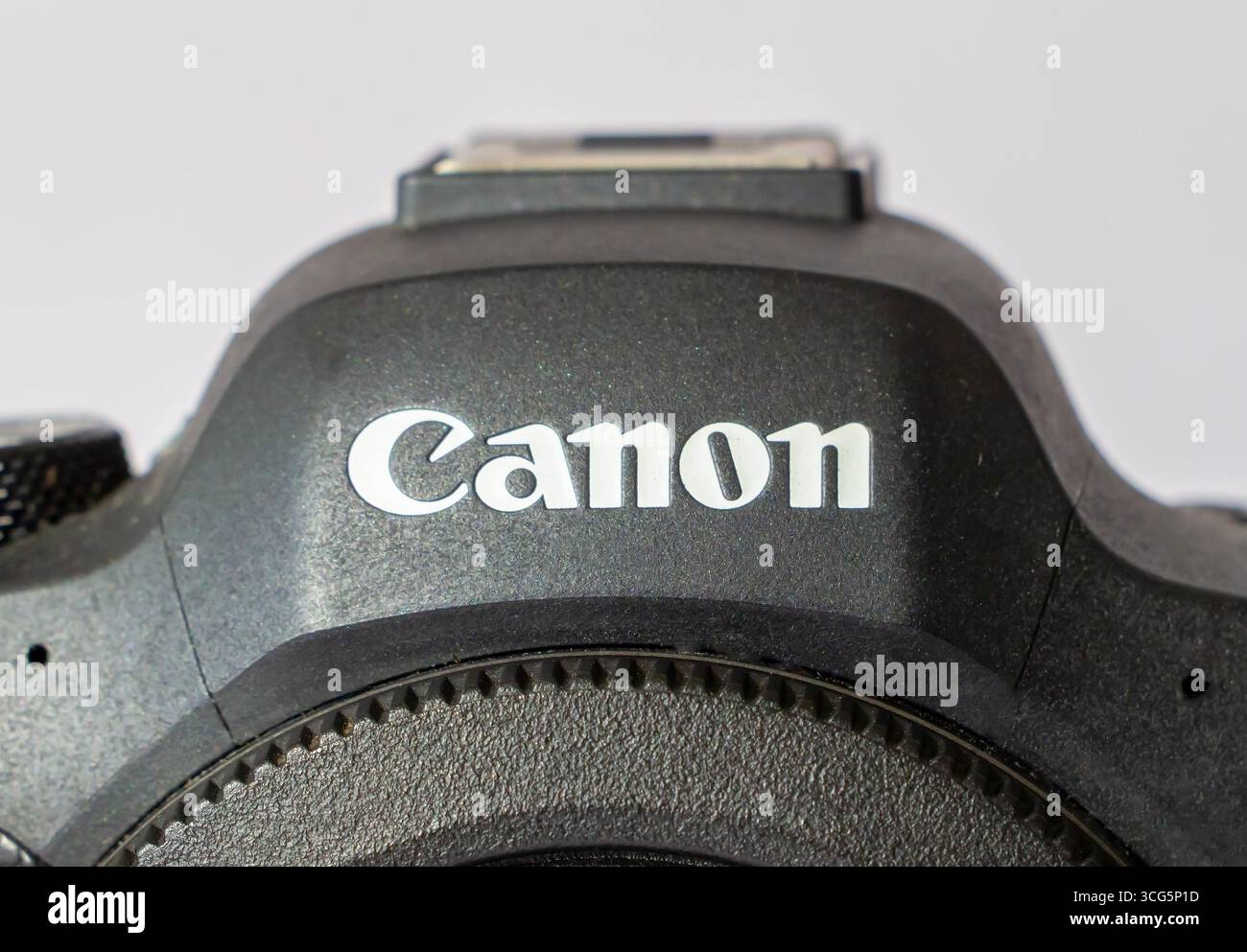 Gros plan du logo de l'appareil photo Canon Banque D'Images