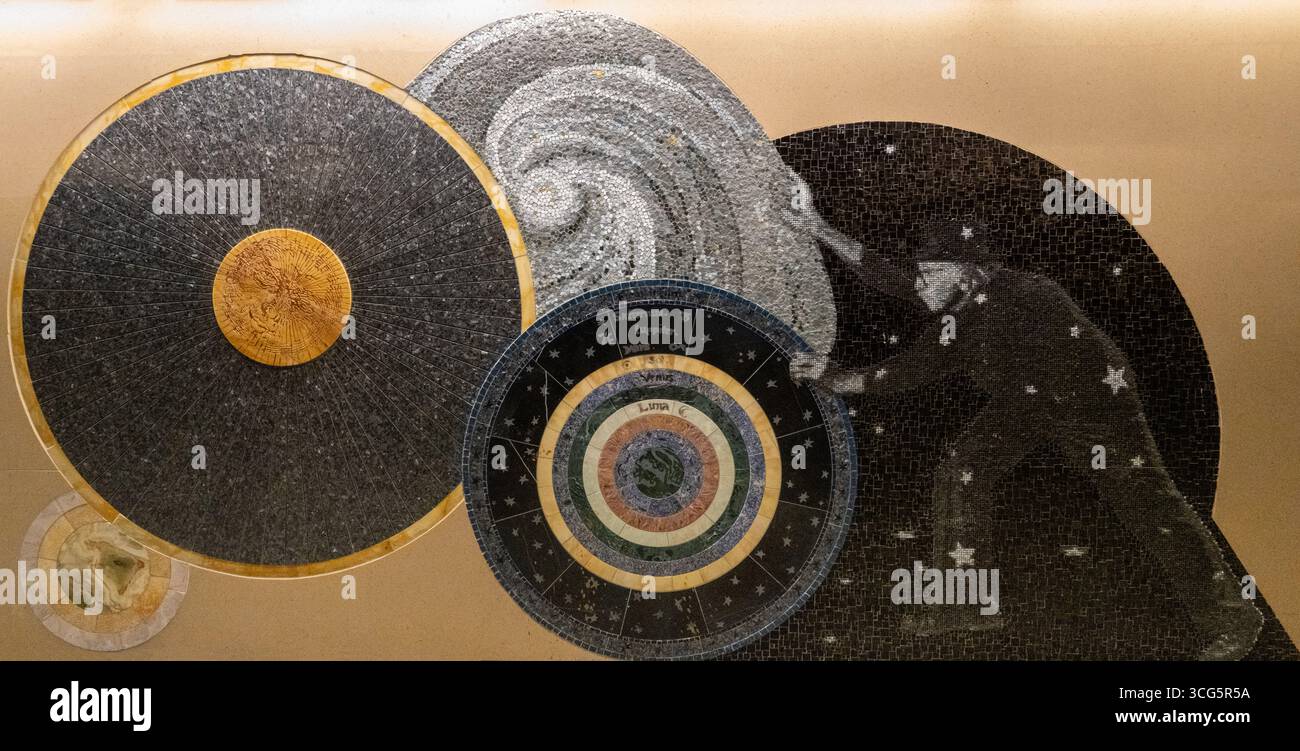 Œuvre d'art marbré du système solaire dans le système de transport de New York près de la 47th Str et Madison Ave ou de la 48th Str et Park Ave Banque D'Images