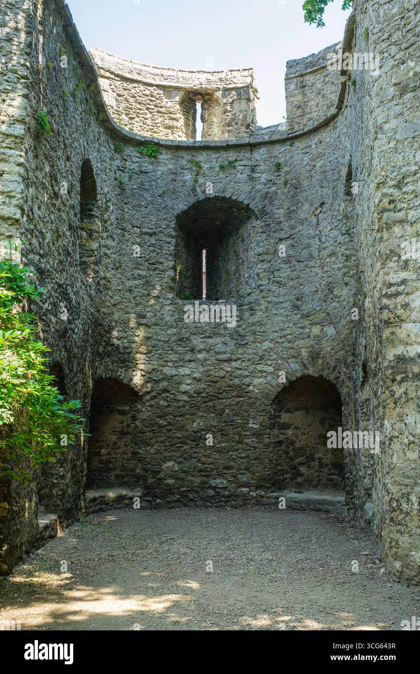 Oxford, Angleterre, Royaume-Uni restes du Norman City Wall, New College Grounds. Banque D'Images