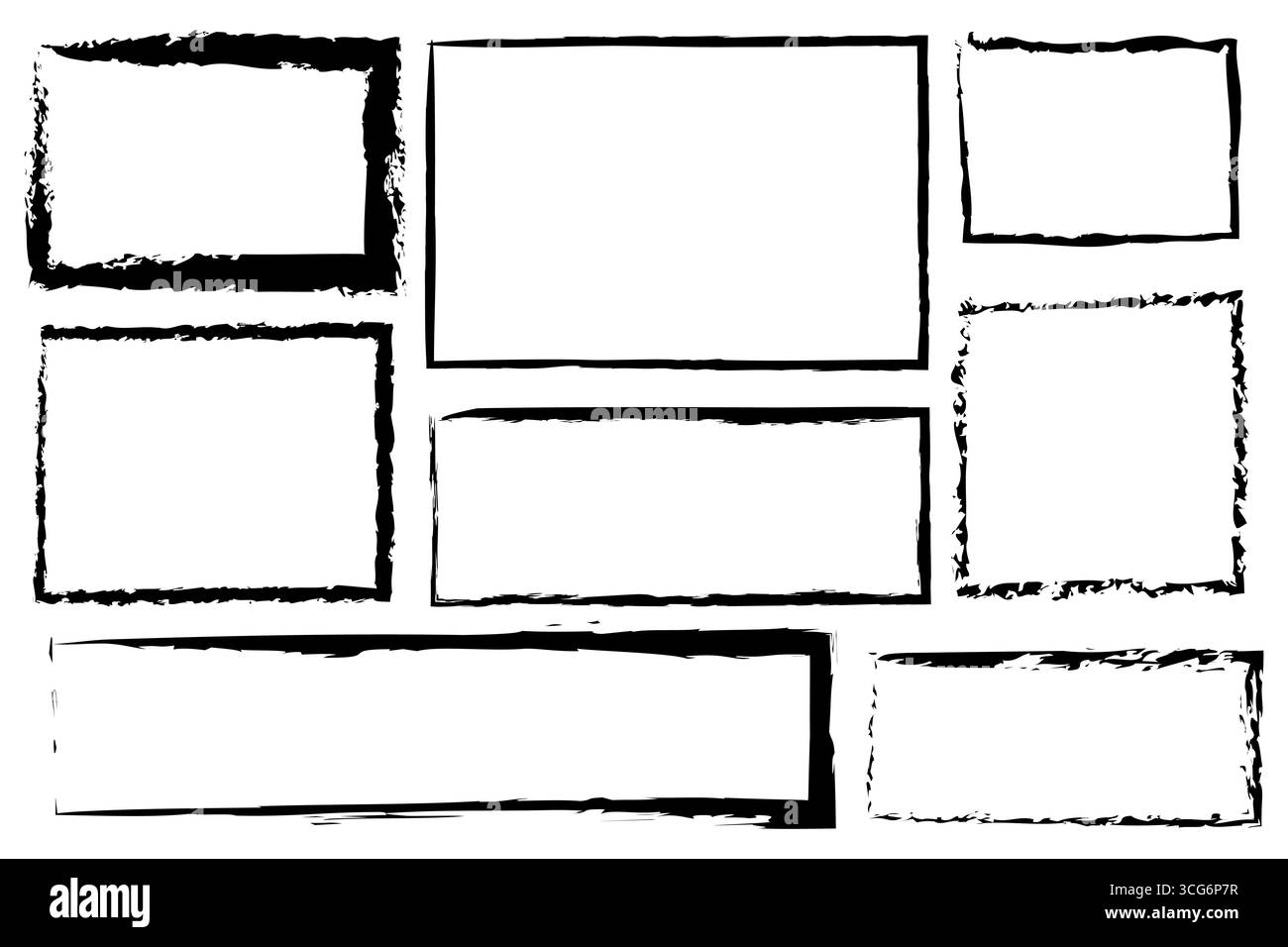 Illustration de formes grunge. Coups de pinceau bruts. Cadres rectangulaires vieillis. Collage moderne vectoriel. Illustration de Vecteur