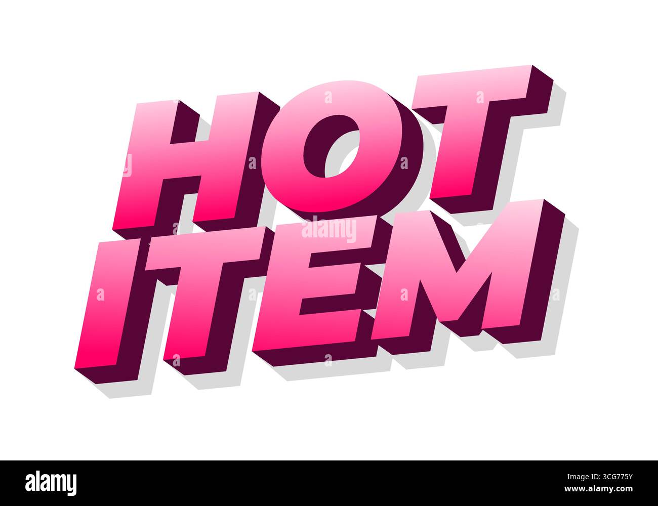 Design de texte 3D audacieux avec les mots HOT ITEM dans un dégradé rose éclatant avec un effet d'ombre, adapté pour le matériel promotionnel ou la publicité Illustration de Vecteur