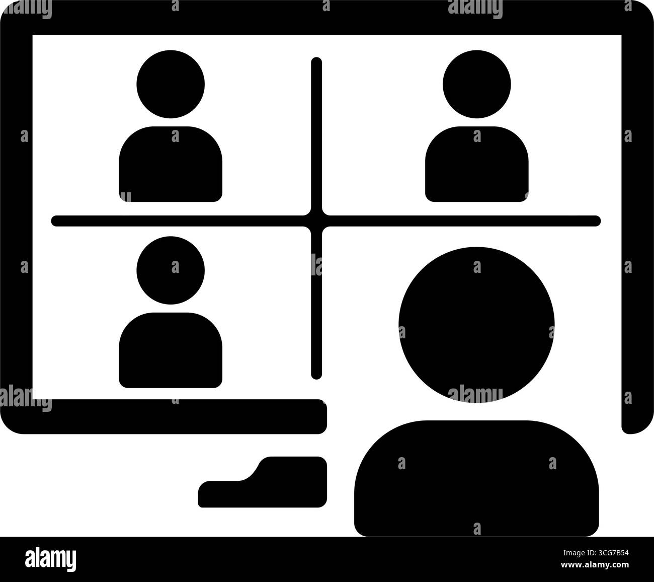 Vidéo conférence , illustration de l'icône de scénario de webinaire Illustration de Vecteur