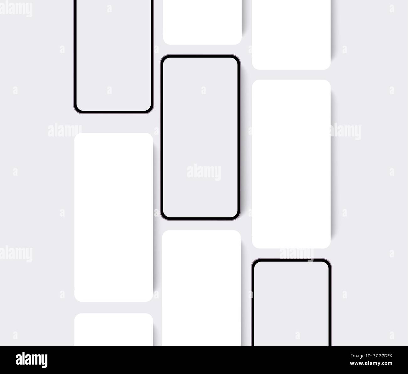 Maquette de smartphone avec écrans d'application modèle vectoriel vierge pour la présentation de l'interface utilisateur du concept de conception d'application mobile et l'illustration de la vitrine UI UX. Illustration de Vecteur