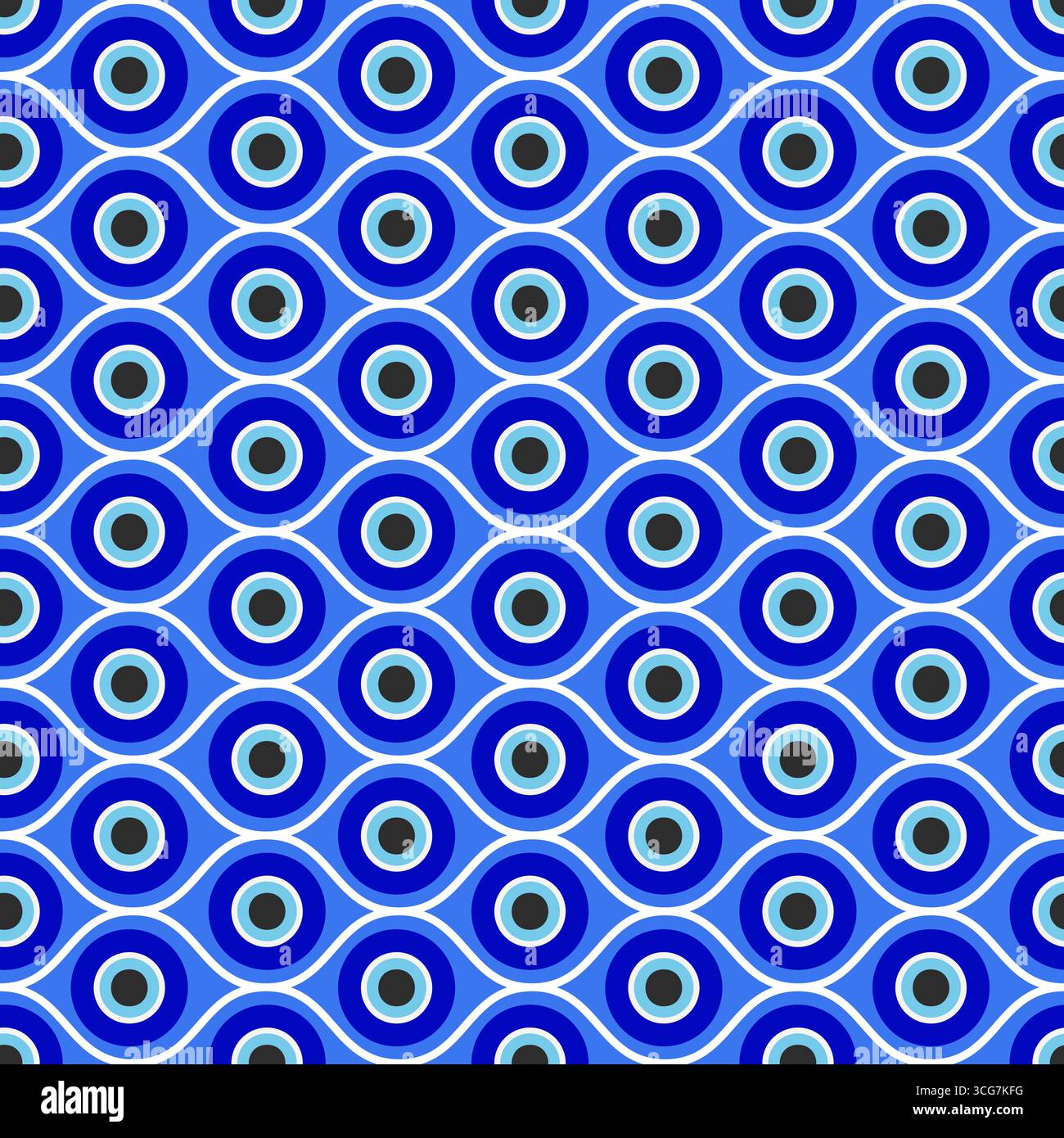 Motif mauvais oeil sans couture. Imprimé bleu perle mystique Grèce. Fond magique de nazar turc. Symbole abstrait de la chance de protection et de l'énergie. Amulette ethnique Illustration de Vecteur