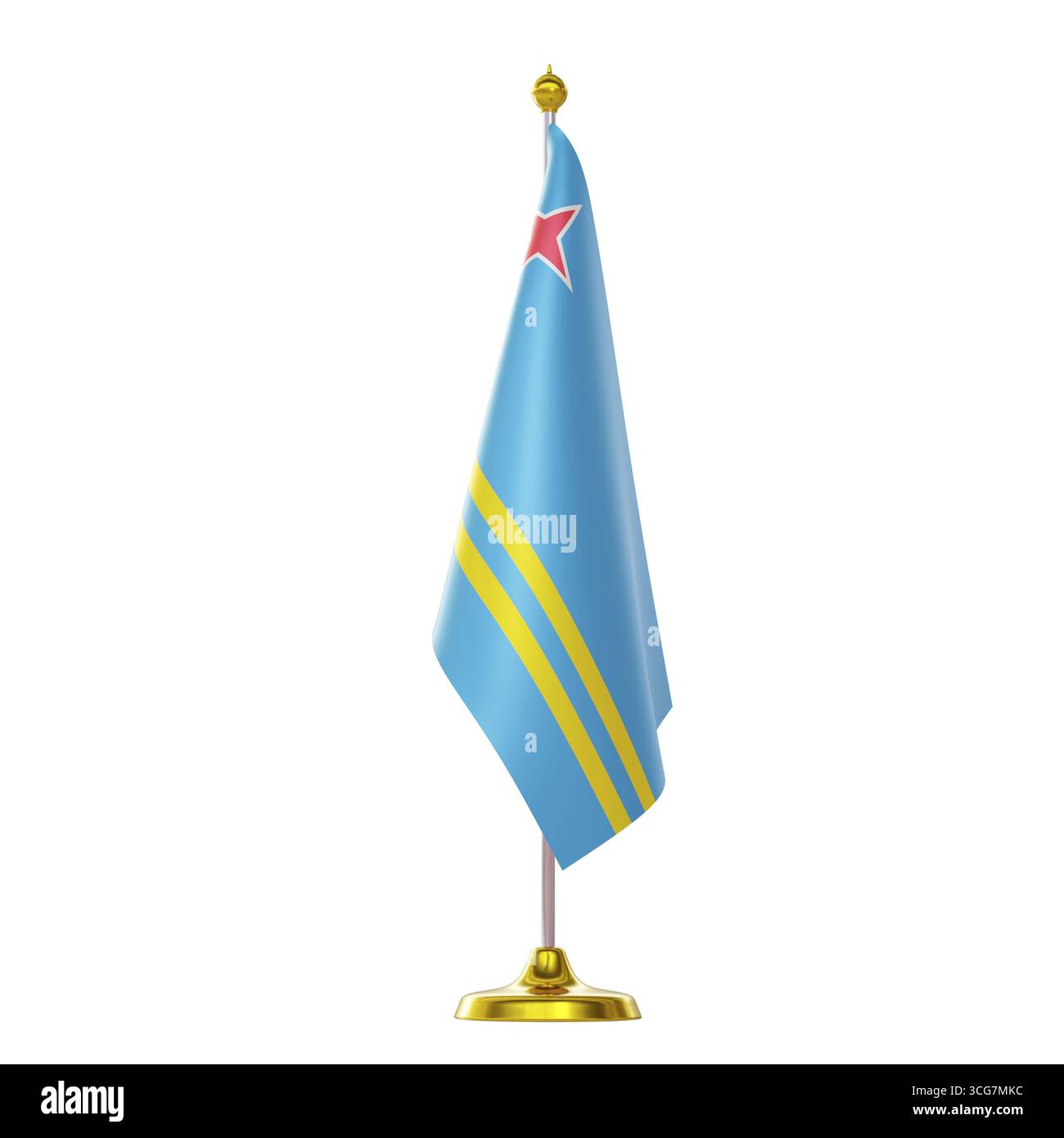 3d rendu du drapeau sur le pôle pour le sommet des pays d'Aruba et la réunion politique Banque D'Images