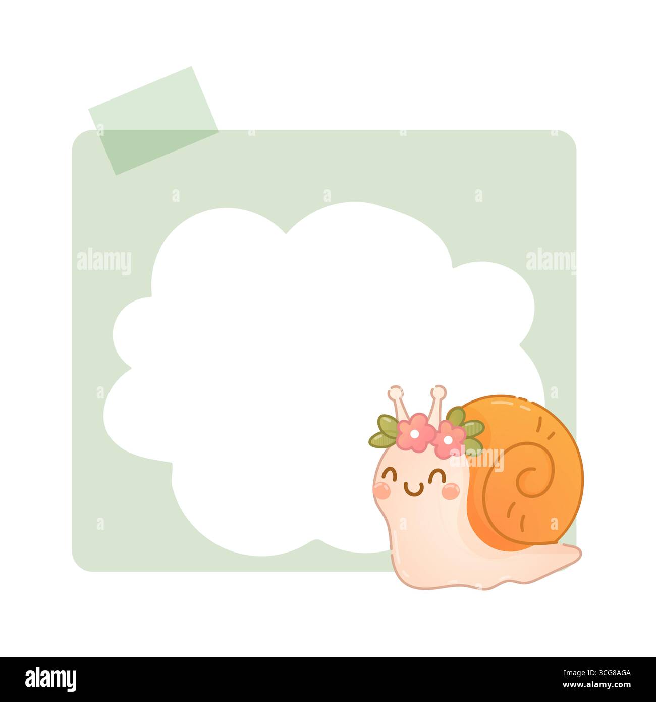 Bloc-notes vert pastel avec adorable escargot fleuri. Parfait pour les planificateurs, les journaux pour enfants ou les conceptions de retour à l'école. Illustration de Vecteur