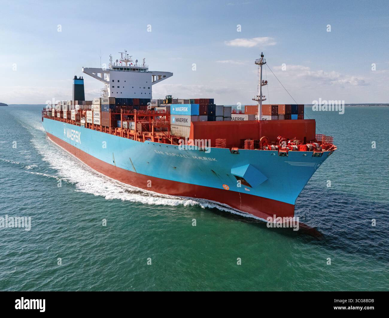 San Raphael Maersk, un porte-conteneurs exploité par Maersk. Banque D'Images