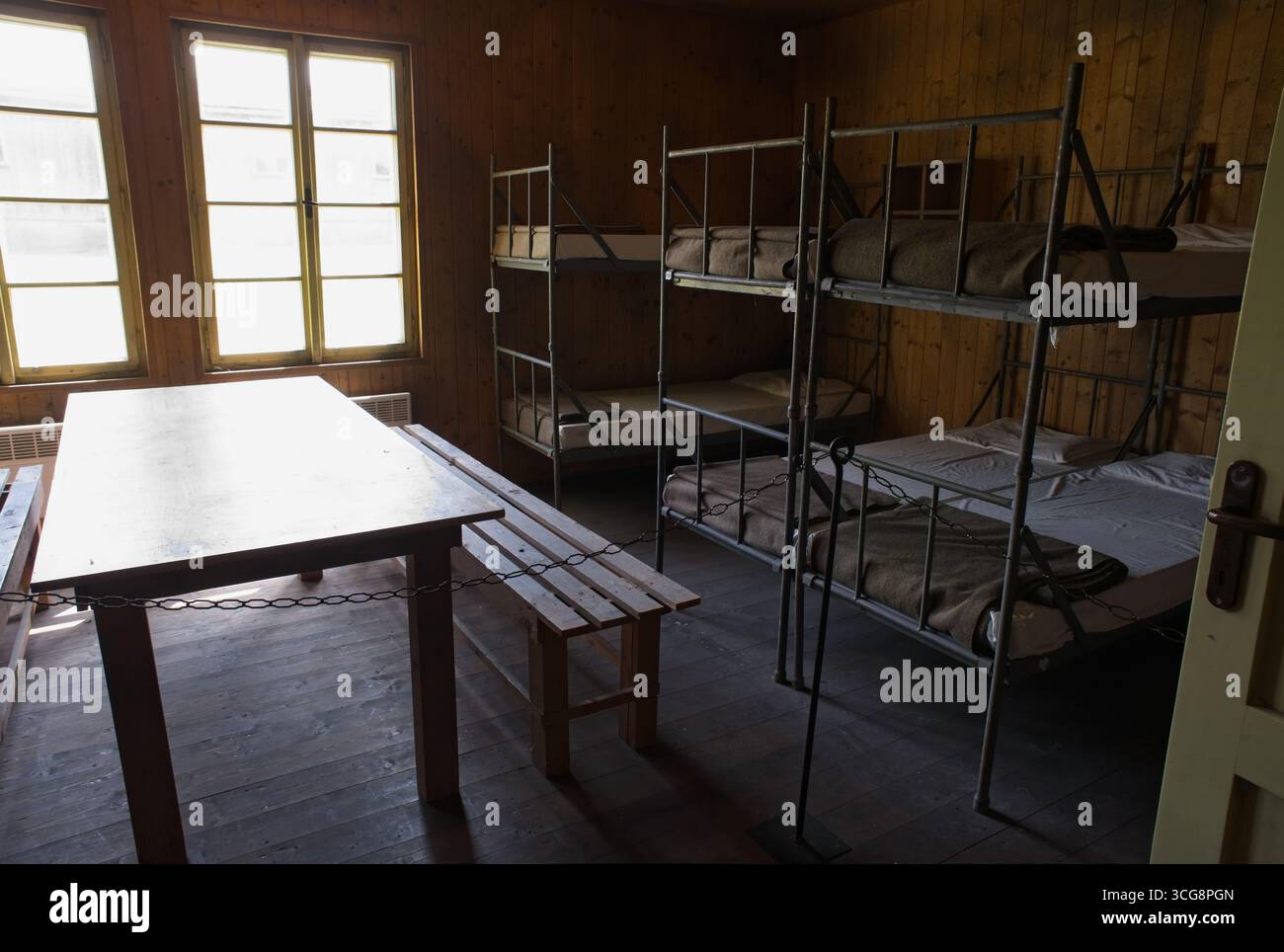 Lazsko, Tchéquie - 10 août 2025 : le camp de prisonniers de guerre Vojna a été construit par des prisonniers de guerre allemands peu après la fin de la seconde Guerre mondiale. Banque D'Images