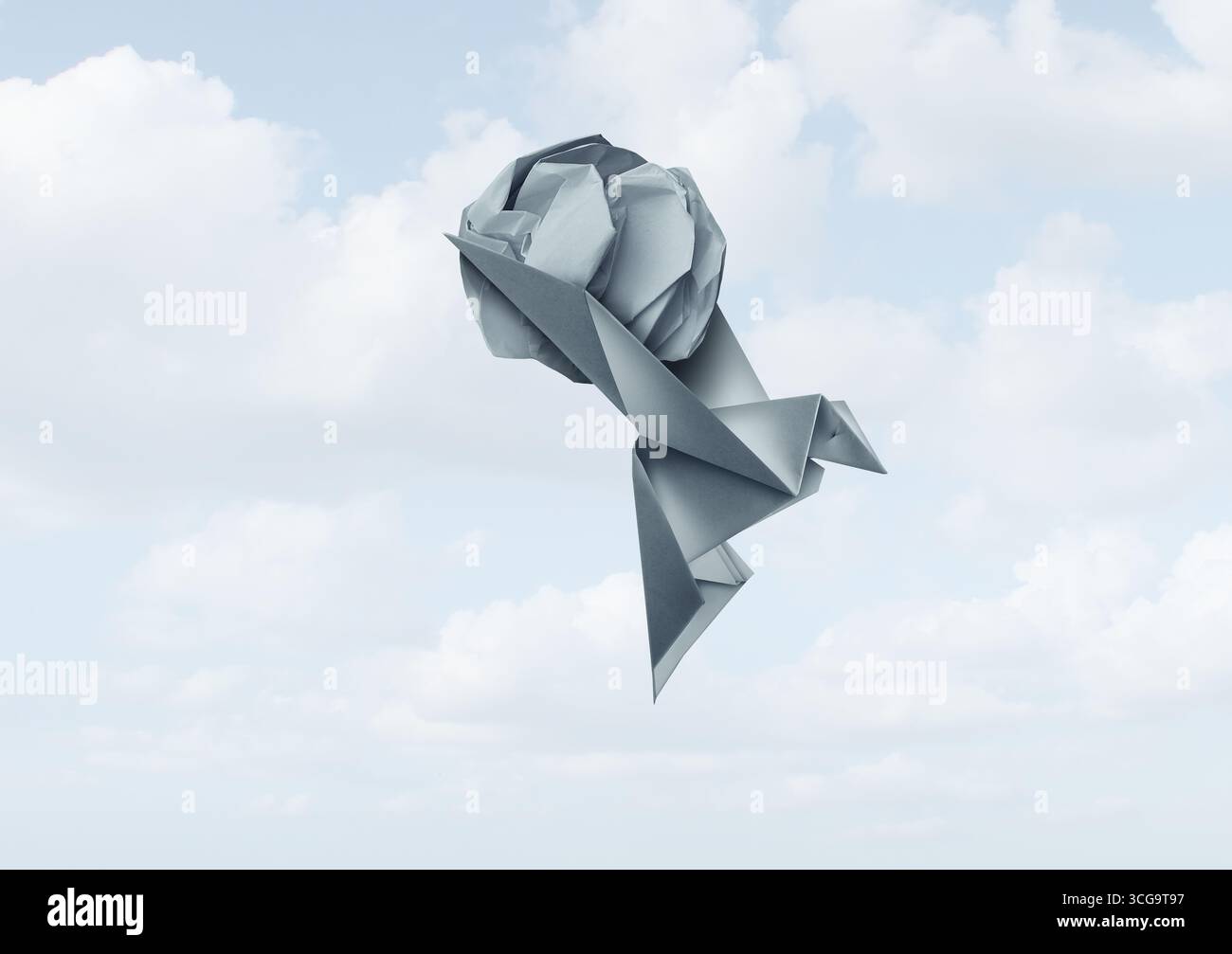 Élever les moins fortunés et aider ou soutenir ceux dans le besoin pour autonomiser les faibles avec l'aide des forts comme un oiseau origami et une croupe Banque D'Images