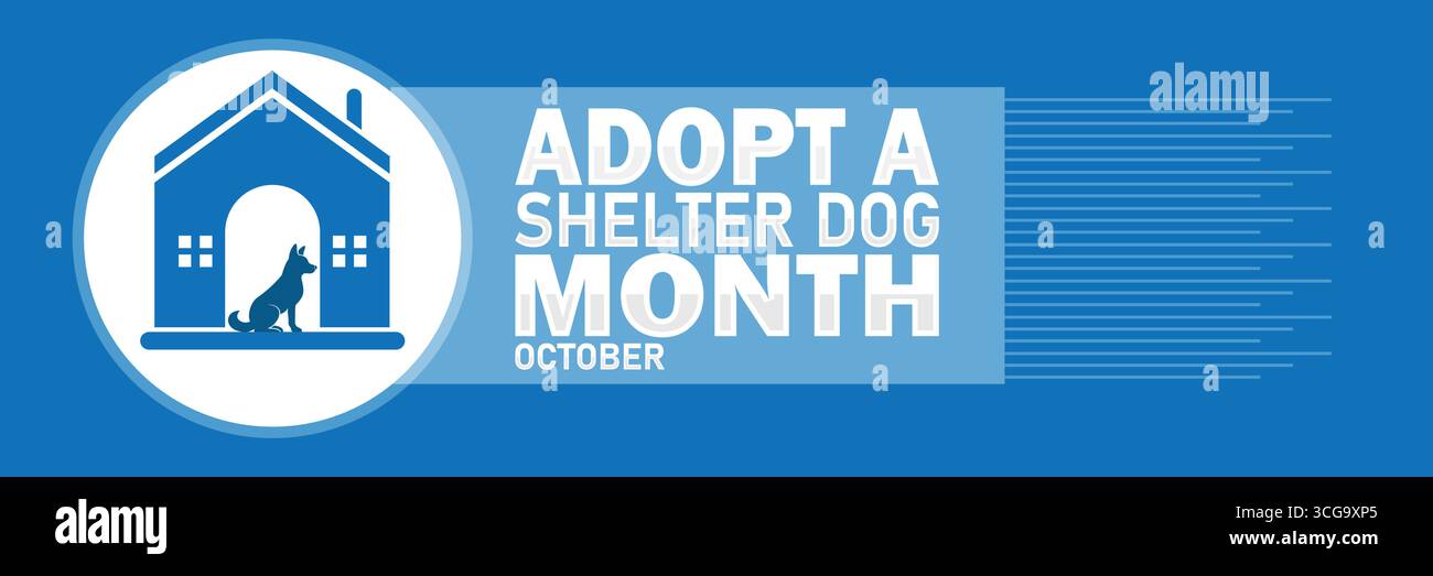 Adoptez un mois du chien refuge octobre – Rescue, Foster, Love. Illustration vectorielle d'un fond abstrait Illustration de Vecteur