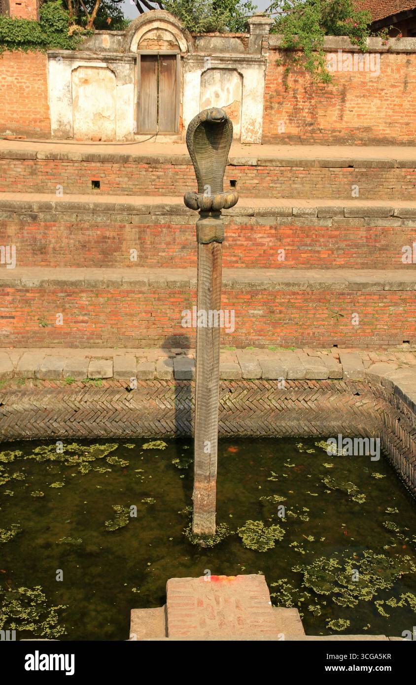 Le Naga Pokhari (étang serpent) dans le Palais des 55 fenêtres de la place Durbar de Bhaktapur, Bhaktapur, Népal Banque D'Images