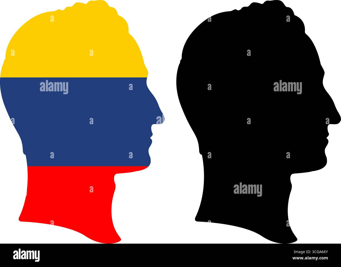 Silhouette portrait de Simon Bolivar sur le drapeau de la Grande Colombie, illustration vectorielle Illustration de Vecteur