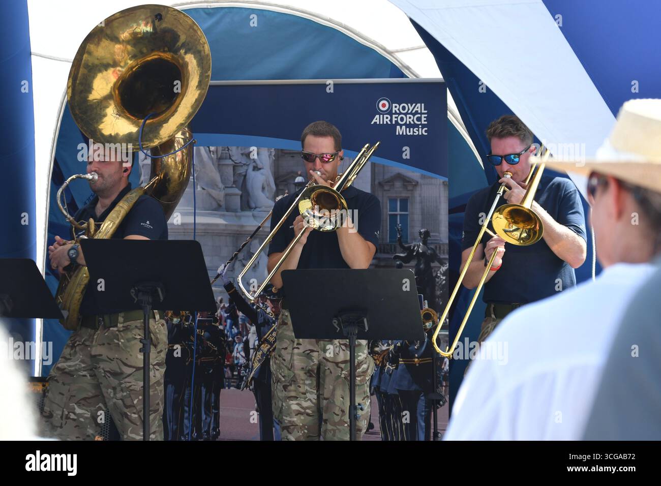 Brass Band de la RAF au Eastbourne International Airshow 2025, East Sussex, Royaume-Uni Banque D'Images
