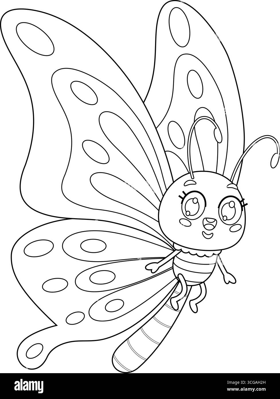 Personnage de dessin animé de papillon mignon. Illustration vectorielle dessinée à la main isolée sur fond transparent Illustration de Vecteur