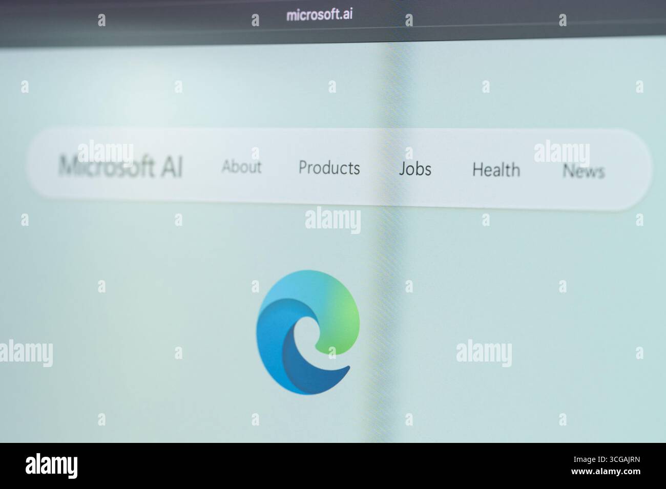 New York, États-Unis - 22 août 2025 : page Web de l'icône Microsoft Edge sur l'arrière-plan de l'ordinateur macro vue rapprochée Banque D'Images