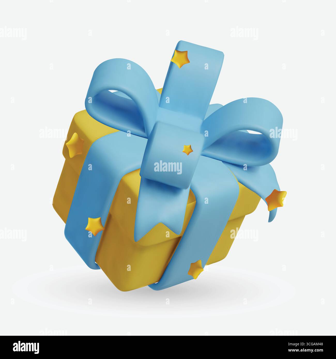 Boîtes cadeaux jaunes élégantes avec rubans et noeuds bleus. Pour bannière, poster web, flyer, brochure élégante, couverture. Illustration de Vecteur