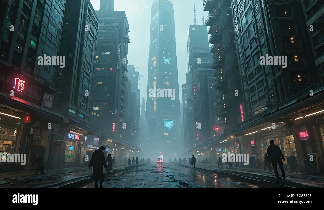Bâtiment de ville futuriste 3D avec la lumière du soleil, Skycraper, New york, Illustration de Vecteur
