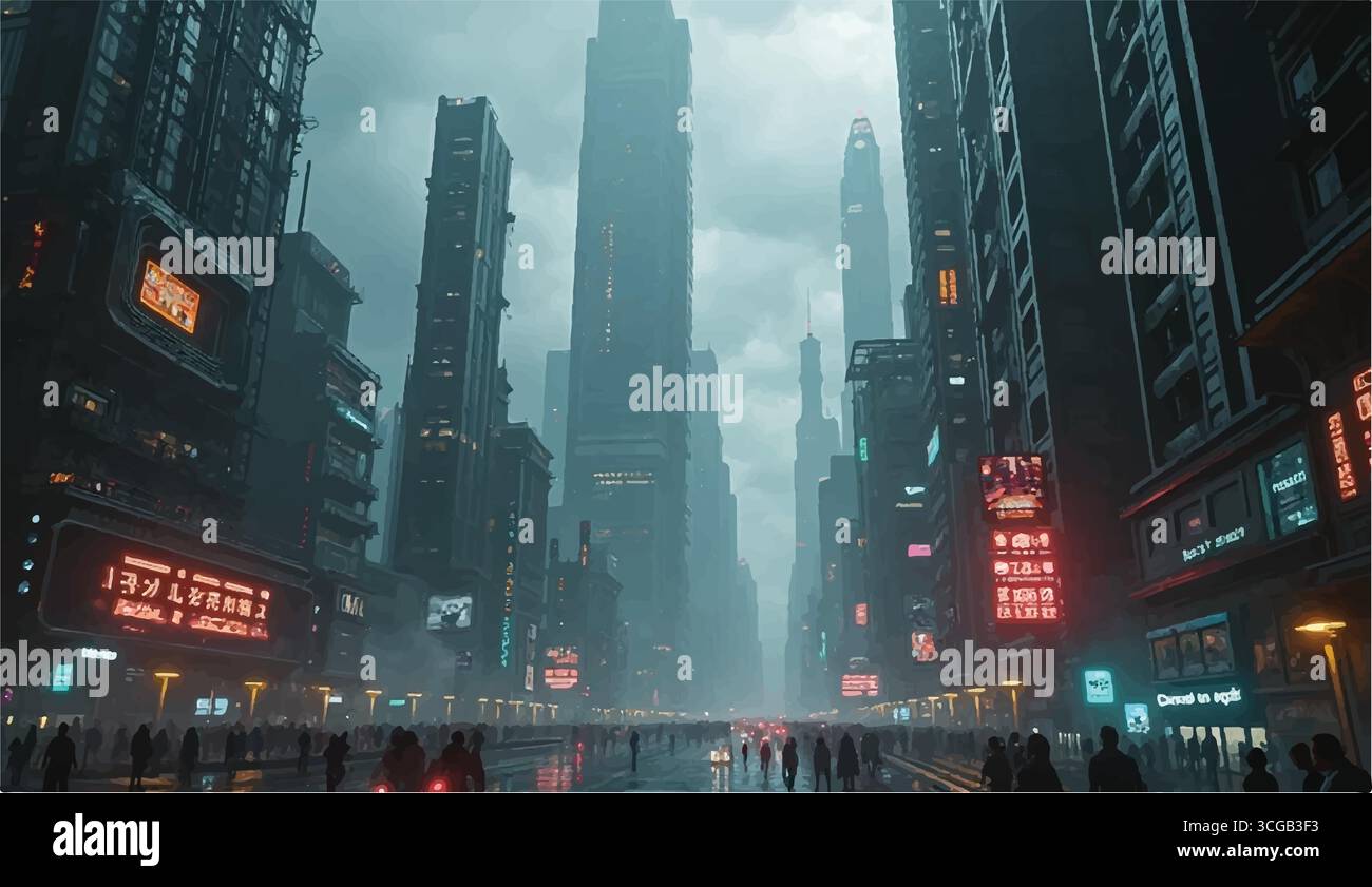 Bâtiment de ville futuriste 3D avec la lumière du soleil, Skycraper, New york, Illustration de Vecteur