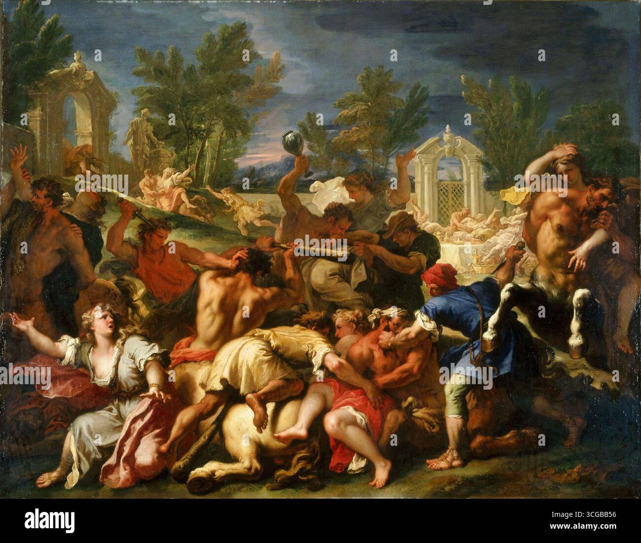 La bataille des Lapiths et des Centaures. Sebastiano Ricci. c 1705. Banque D'Images