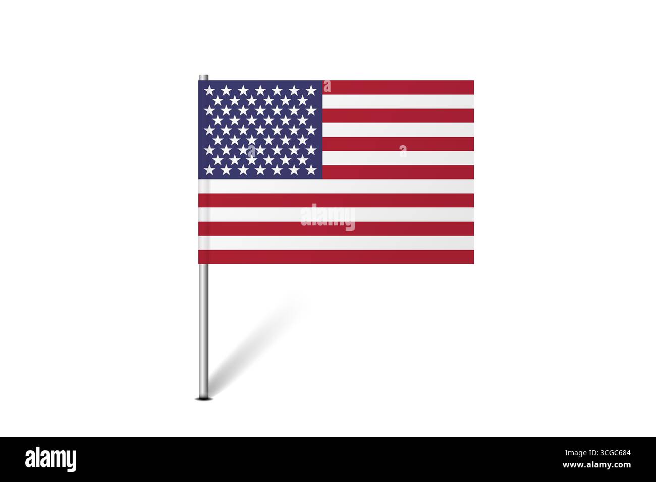 Drapeau des États-Unis d'Amérique - carte drapeau à épingle représentant l'identité culturelle et le patrimoine d'un pays. L'essence de la fierté et de l'unité nationales. Indicateur d'épingle de la carte bloqué sur un fond blanc Illustration de Vecteur