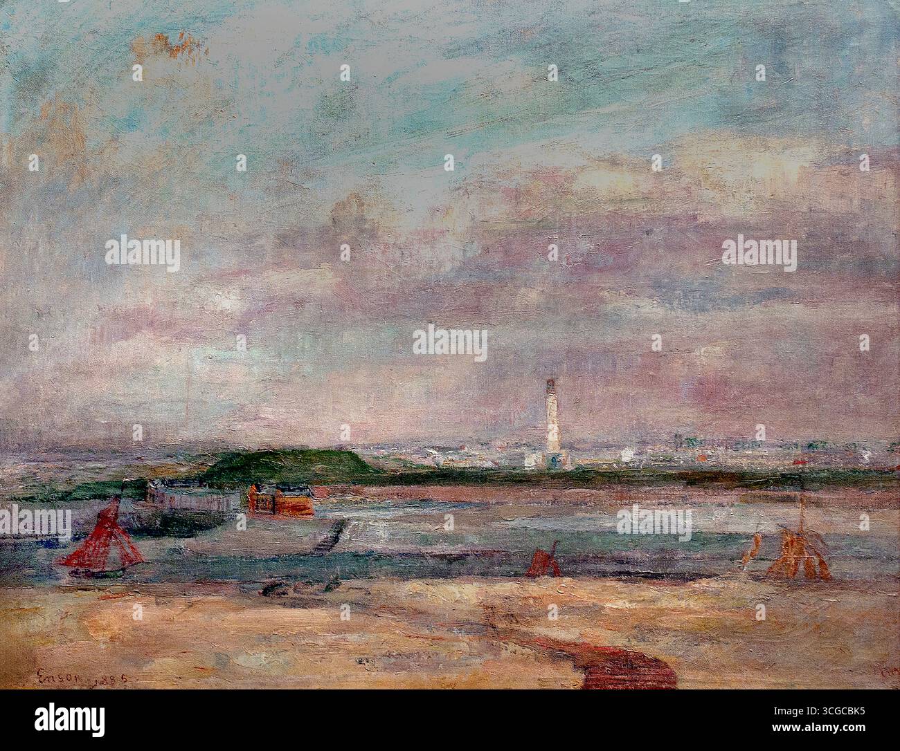 Le phare d'Ostende - Ostende par James Ensor 1860-1949 Belgique belge , Musée Lille France. Banque D'Images