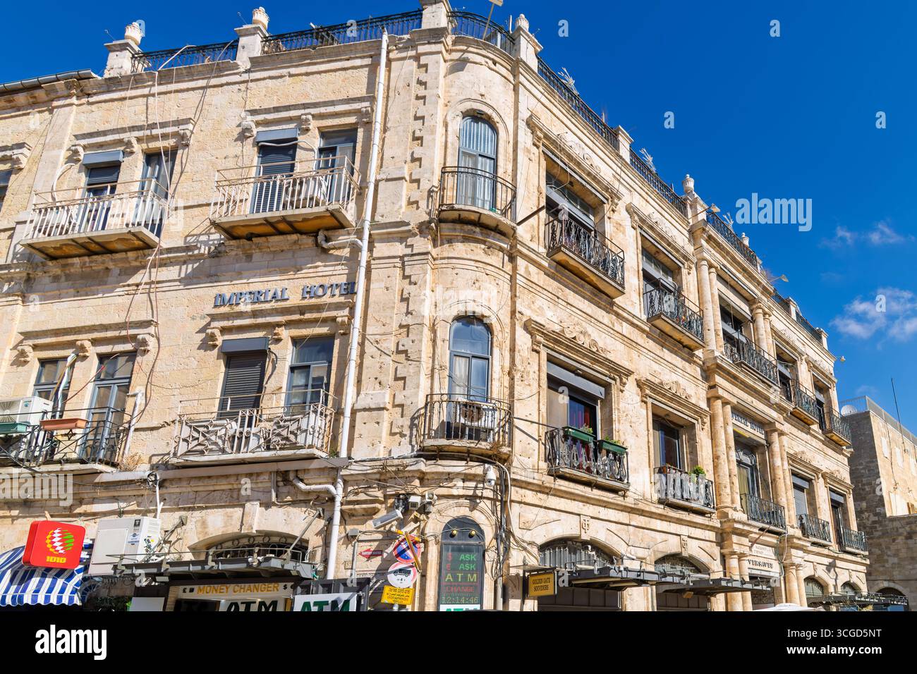 Le nouvel hôtel impérial Jérusalem, l'un des plus anciens hôtels de la vieille ville, situé à côté de l'ancienne porte de Jaffa, Jérusalm Israël. Banque D'Images