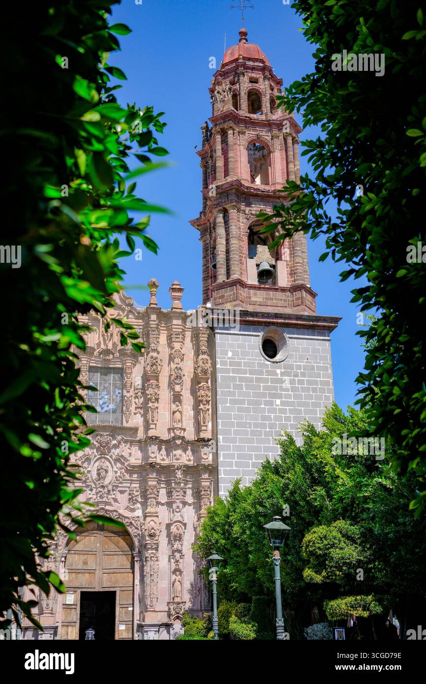San Miguel de Allende, Mexique - 10 février 2025 : Eglise de San Francisco à San Miguel de Allende, Guanajuato, Mexique. Banque D'Images