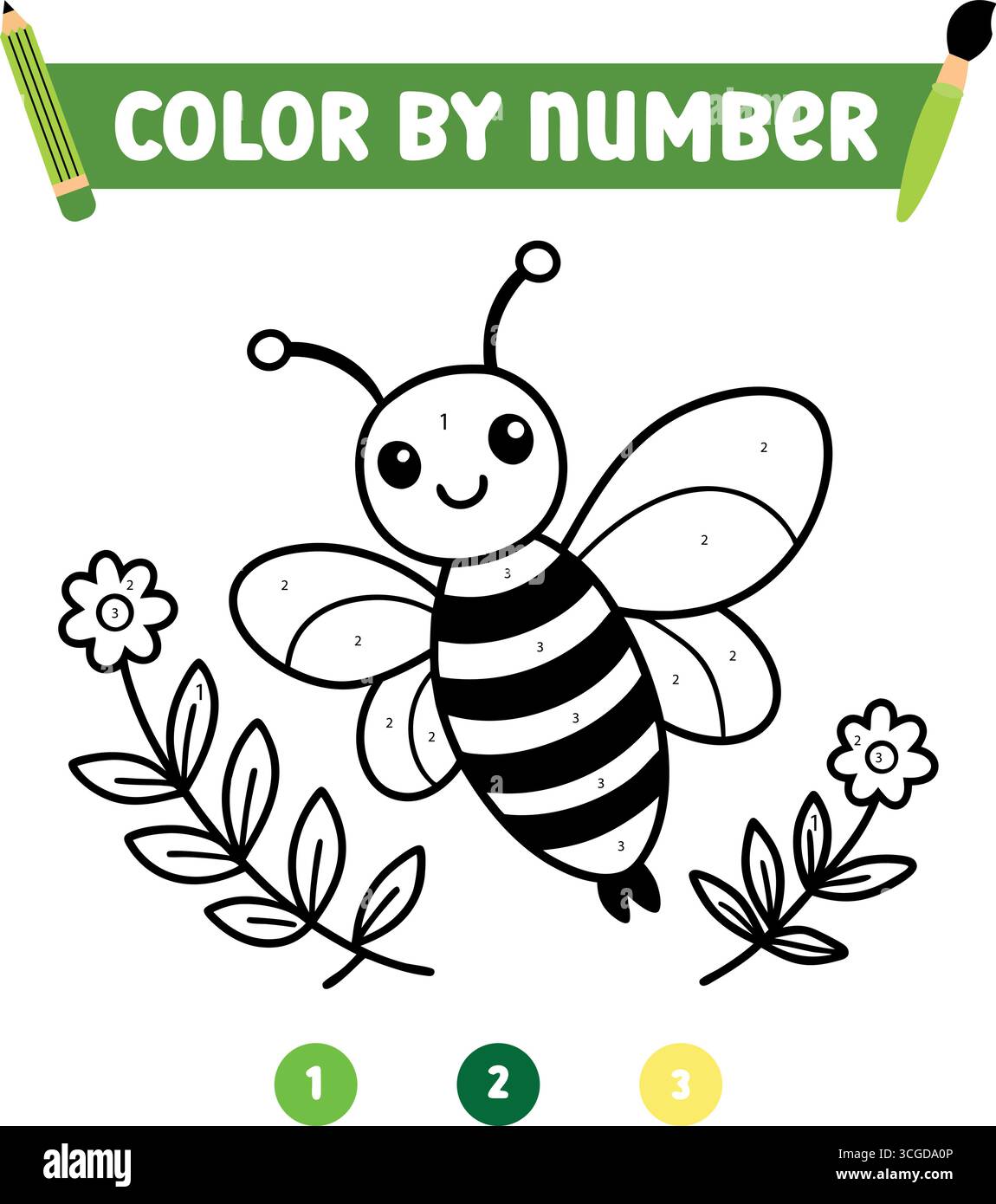 Abeilles de dessin animé mignonnes avec des fleurs et des feuilles pour le traçage et la coloration isolées sur fond blanc Illustration de Vecteur