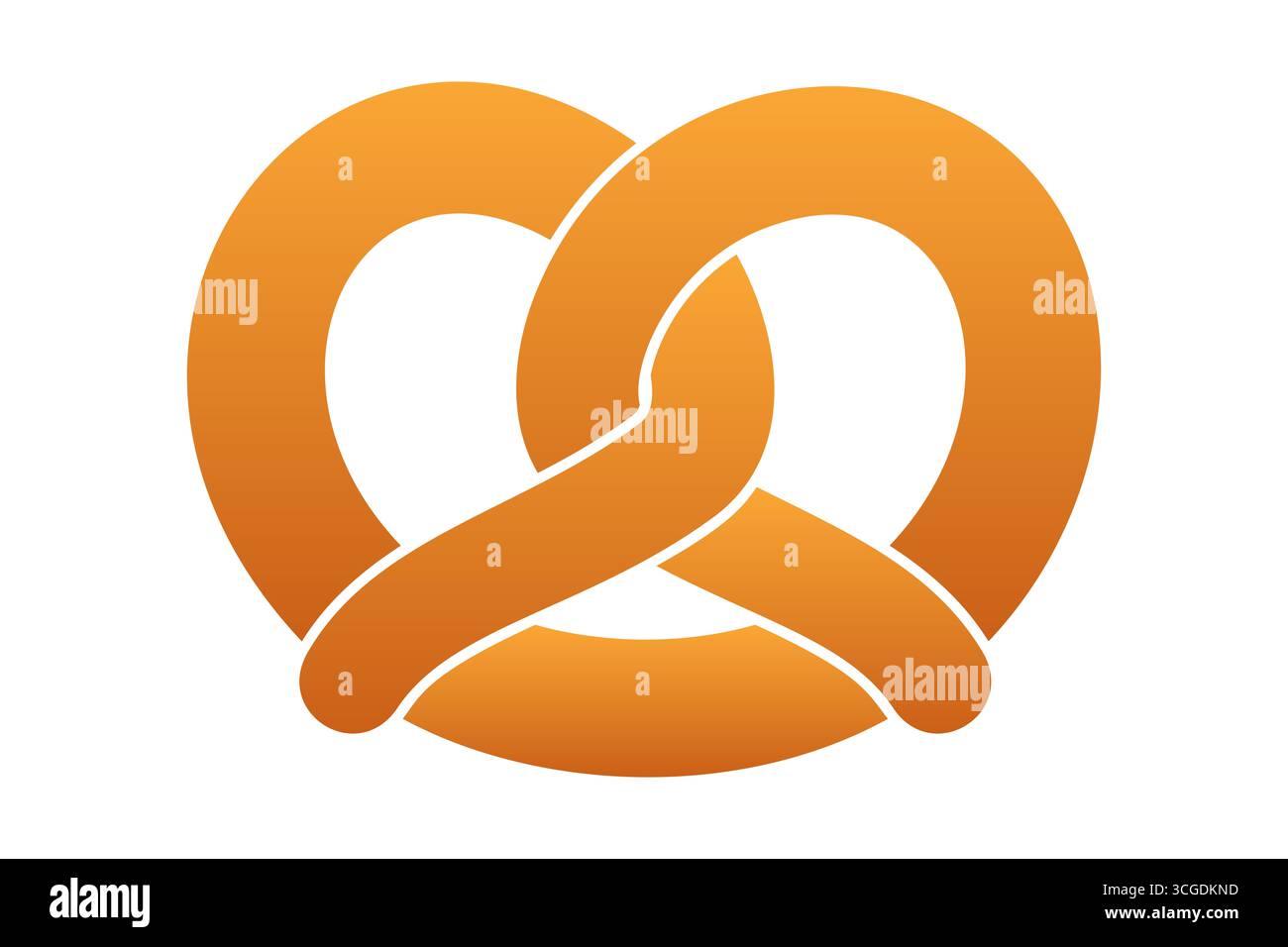 Bretzel, bretzel ou également symbole de brezel, la silhouette d'une pâte cuite, communément façonnée en noeud. Forme traditionnelle avec forme distinctive. Banque D'Images