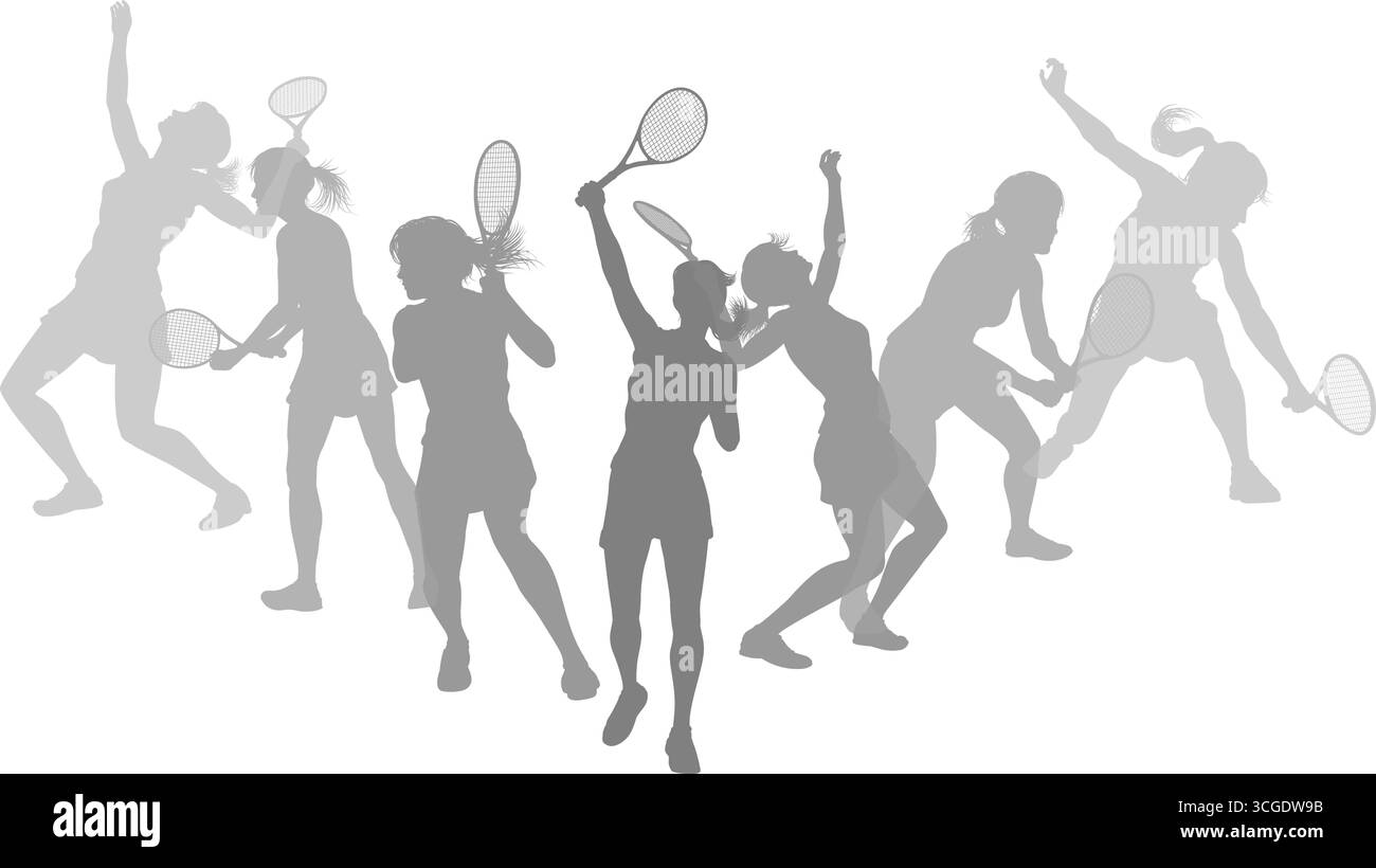 Silhouette tennis Players concept silhouettes Illustration de Vecteur