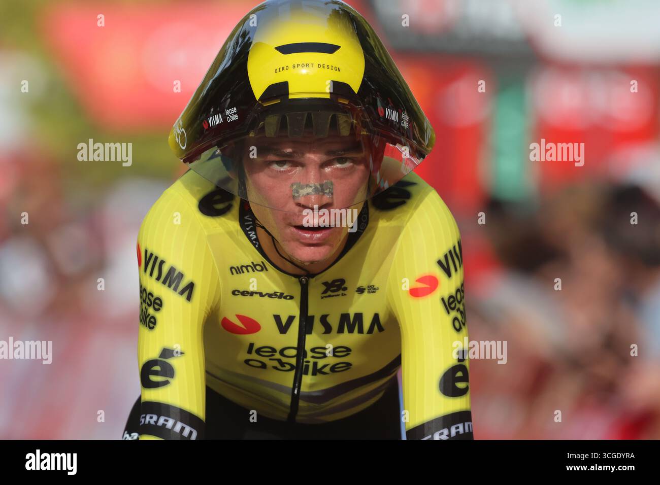 Sepp Kuss USA Visma leaseabike après le contre-la-montre de Vuelta Banque D'Images