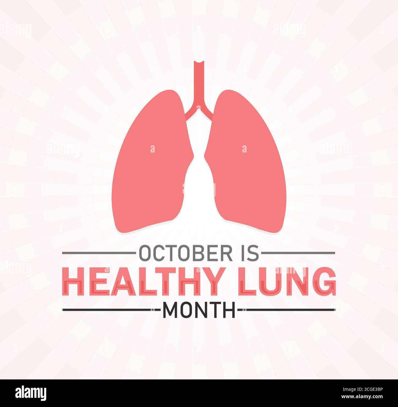 Octobre est le mois du poumon sain sensibilisation respiration bien-être protection. Fond, affiche, carte postale, conception de bannière. Illustration de Vecteur