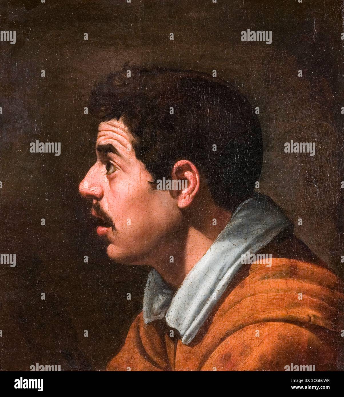 Diego Velazquez, chef d'un homme de profil, portrait peint à l'huile sur toile, avant 1660 Banque D'Images