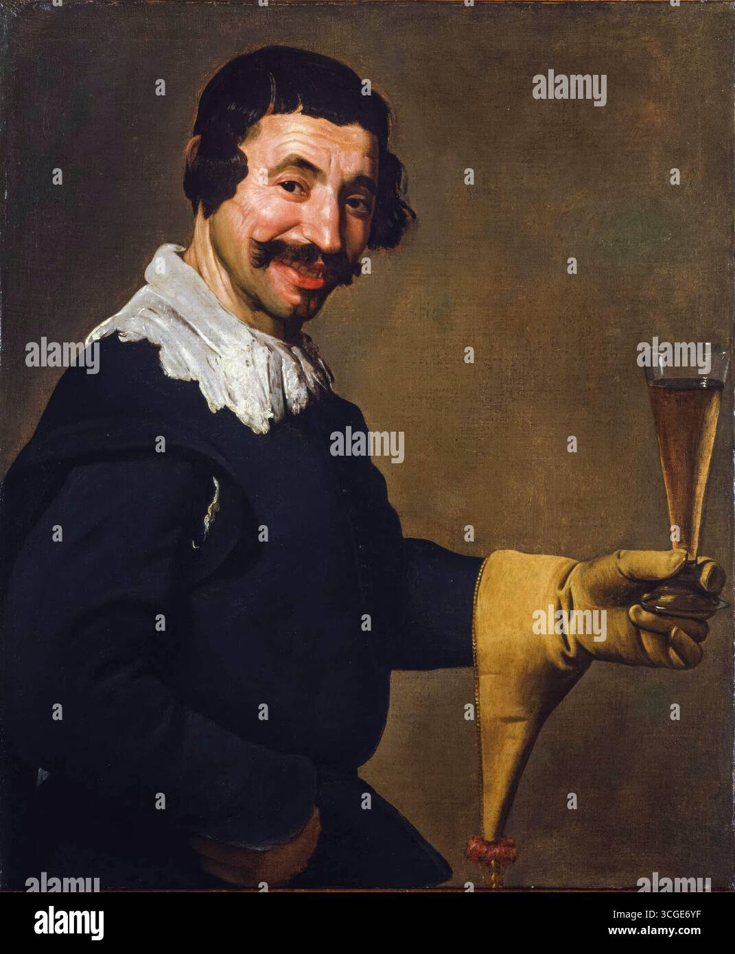 Diego Velazquez (attribué), homme au verre de vin, peinture à l'huile sur toile, vers 1630 Banque D'Images