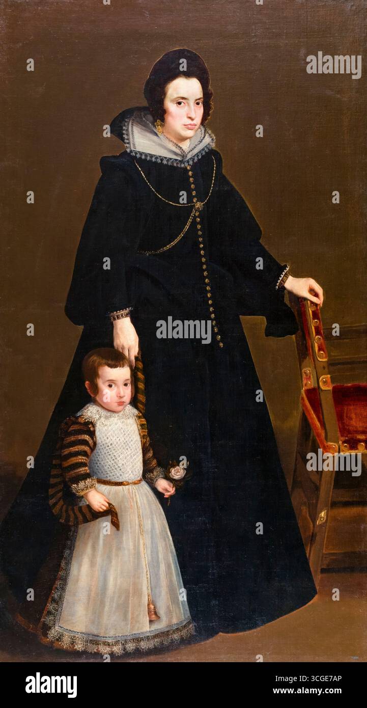 Doña Antonia de Ipeñarrieta y Galdós et son fils Don Luis, portrait peint à l'huile sur toile par Diego Velazquez, vers 1632 Banque D'Images Doña Antonia de Ipeñarrieta y Galdós et son fils Don Luis, portrait peint à l'huile sur toile par Diego Velazquez, vers 1632 Banque D'Images