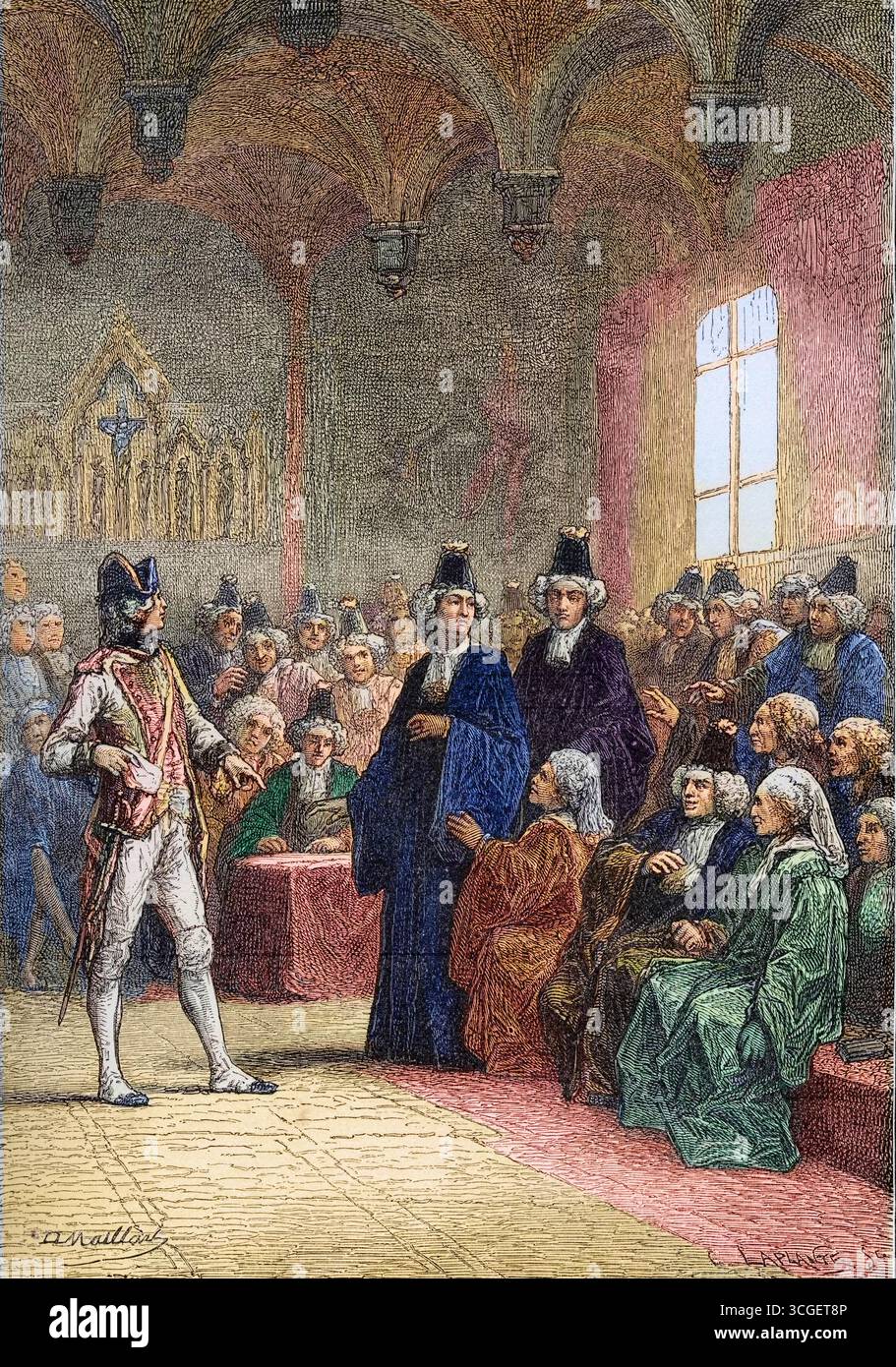 Arrestation des parlementaires Jean Jacques Duval d'Epremesnil et Goislard de Montsabert le 6 mai 1788. Banque D'Images