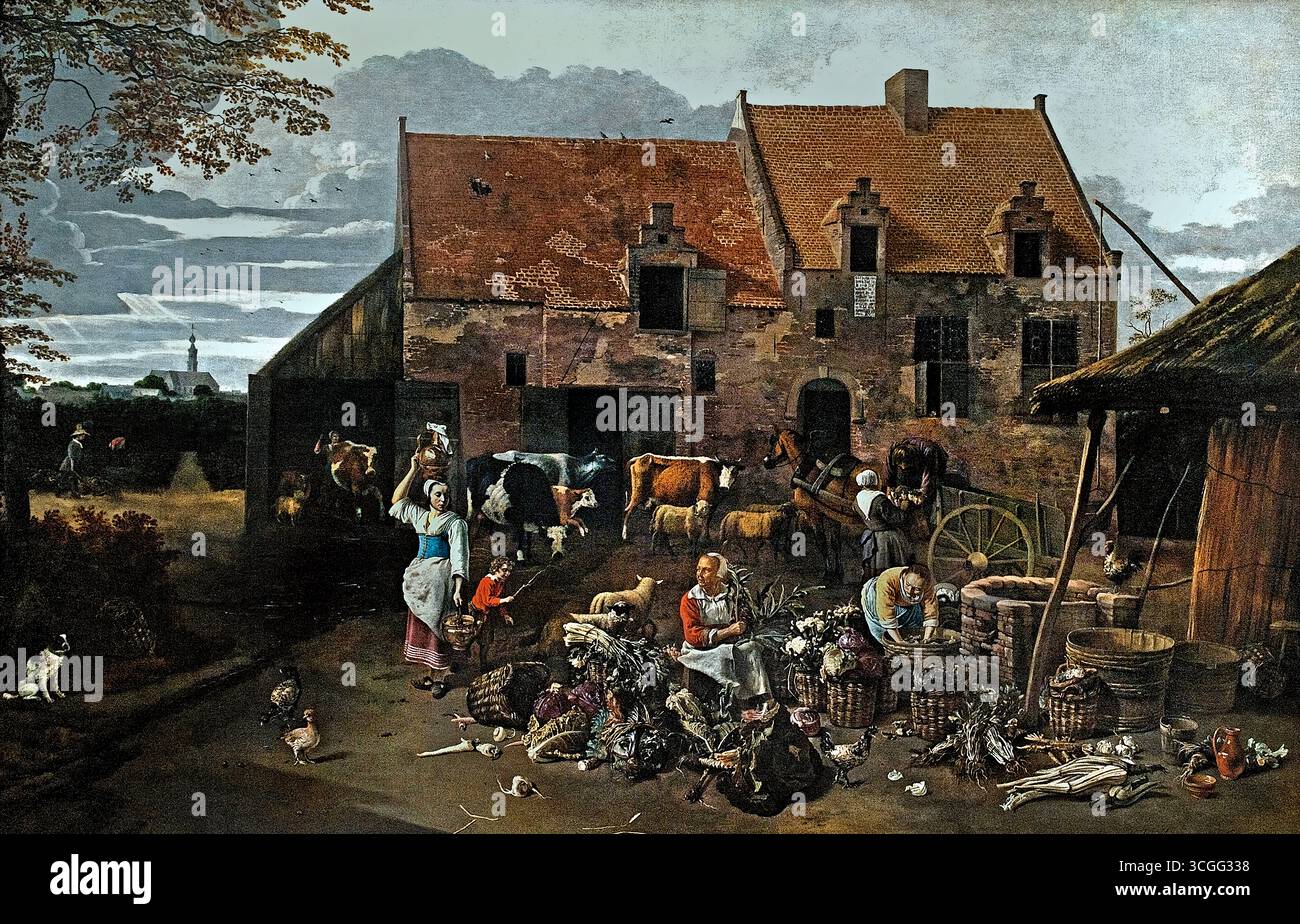 Ferme Maraichers - jardiniers agricoles 1664 Jan Siberechts 1627-1703 Belgique flamande , Musée ( Jan Siberechts (1627-1703) était un peintre paysagiste flamand qui, après une carrière réussie à Anvers, a émigré dans la dernière partie de sa vie en Angleterre. Dans ses premières œuvres, il a développé un style personnel de peinture de paysage, en mettant l'accent sur la campagne flamande et la vie à la campagne . Banque D'Images Ferme Maraichers - jardiniers agricoles 1664 Jan Siberechts 1627-1703 Belgique flamande , Musée ( Jan Siberechts (1627-1703) était un peintre paysagiste flamand qui, après une carrière réussie à Anvers, a émigré dans la dernière partie de sa vie en Angleterre. Dans ses premières œuvres, il a développé un style personnel de peinture de paysage, en mettant l'accent sur la campagne flamande et la vie à la campagne . Banque D'Images
