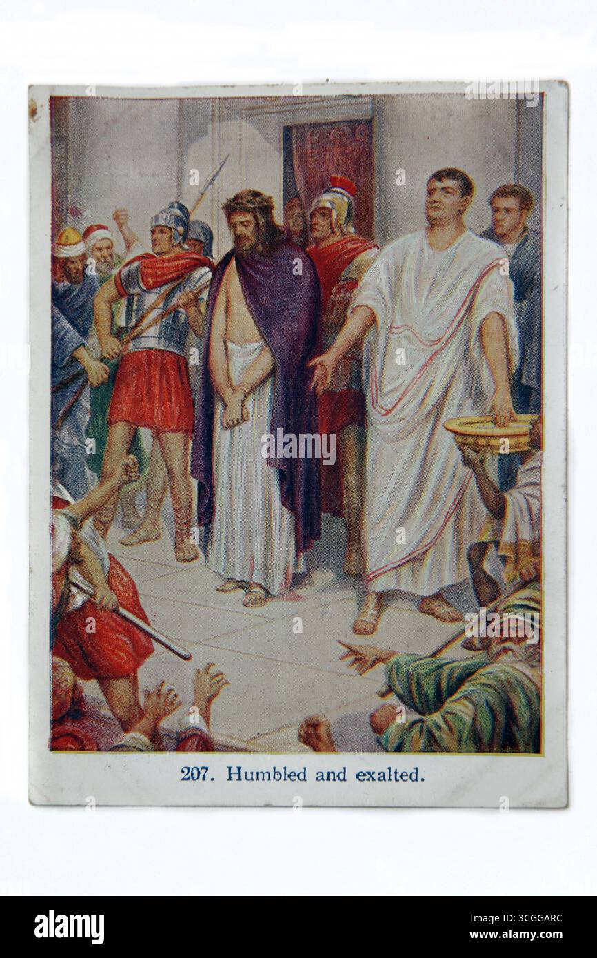 Illustration de Ponce Pilate présentant le Christ au peuple - Pilate s'est lavé les mains devant la multitude en disant ' je suis innocent du sang Banque D'Images