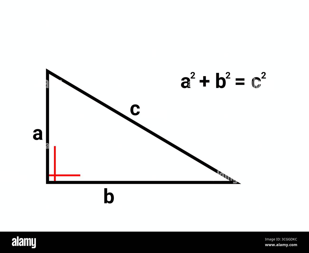 Illustration pédagogique mettant en vedette le théorème de Pythagore et les éléments géométriques de base Banque D'Images